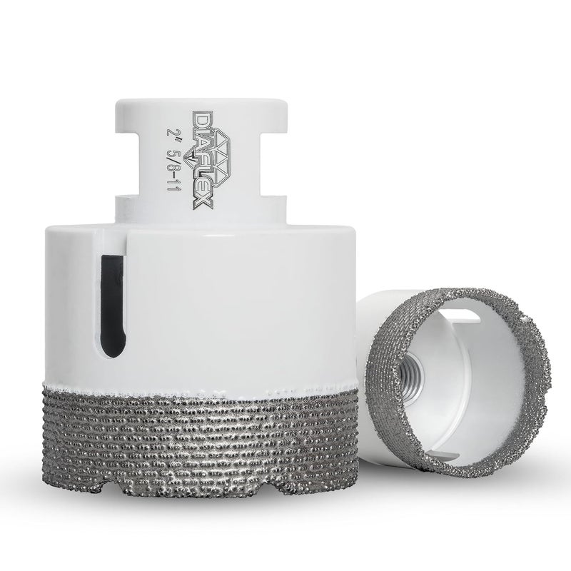 DIAFLEX Premium Brazed Core Bit – 2" Diamond Hole Saw for Porcelain, Ceramic, Stone, Dekton – 5/8"-11 Thread – Fast Clean Cuts – Vacuum Brazed – Wet or Dry Use - Image 1